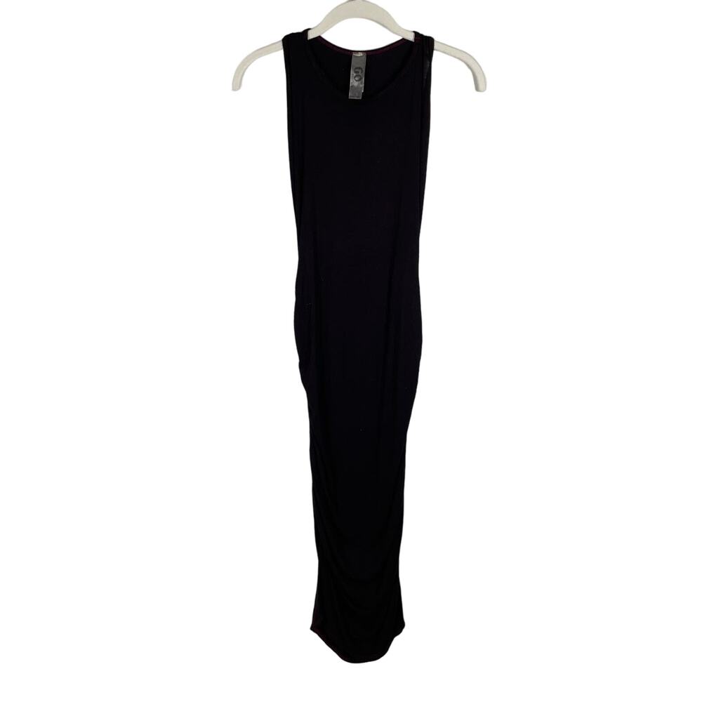 GO COUTURE Racerback Ruched Sheath Dress Size L Dark Red Purple Jersey
